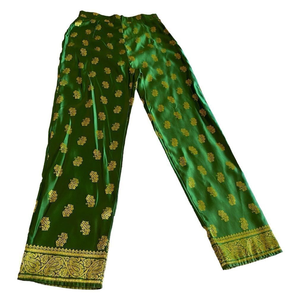EUC Green and Gold Indian Print Pants